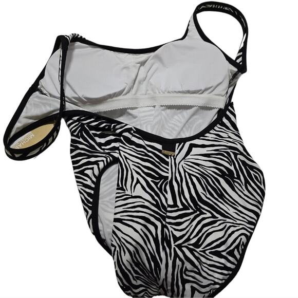 Michael Kors Black and White Zebra Print High Cut One Piece Swimsuit Size 10 new - Picture 3 of 11